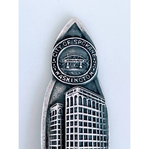 Vintage Spokane Washington Sterling Silver Spoon Bank Building - Picture 4 of 6